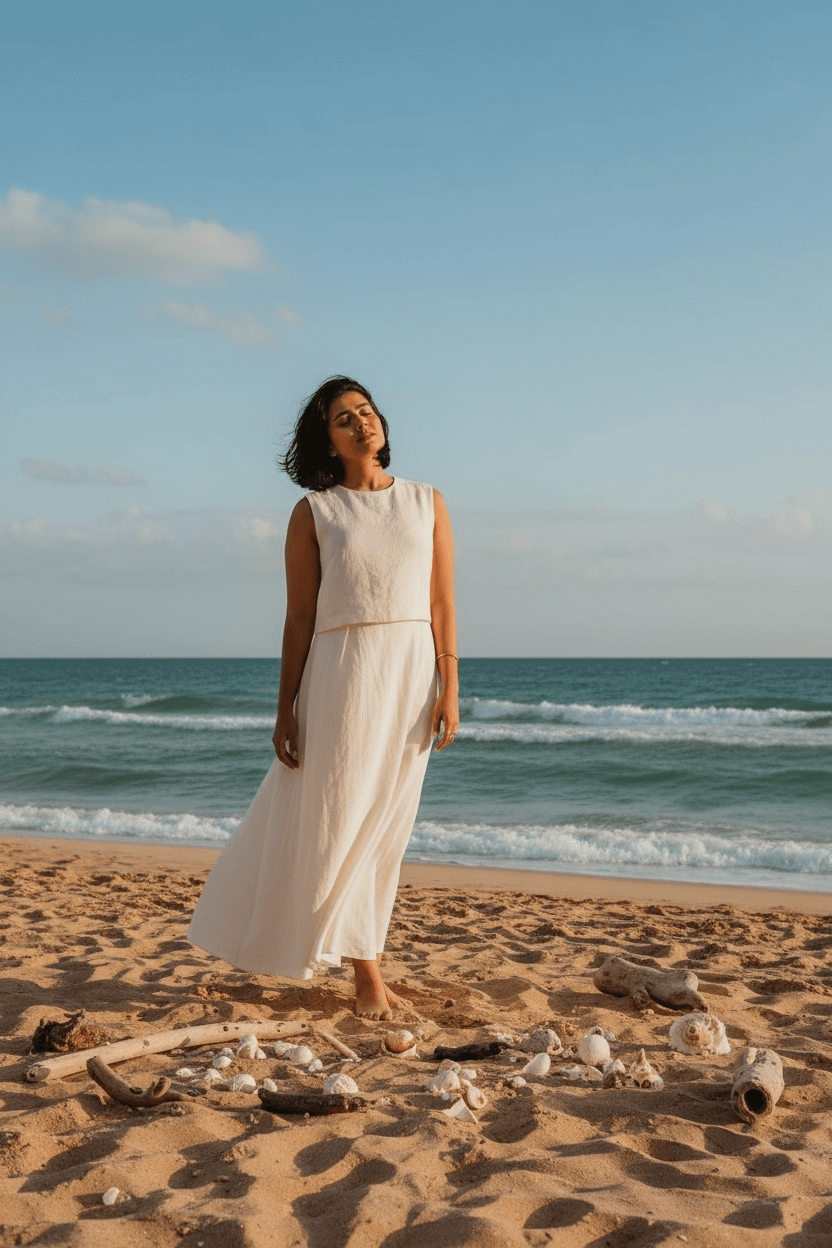 holistic coach alaa dakrouri doing deep meditation on the beach